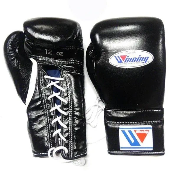 Winning Боксерские Перчатки На Шнурках 12 oz Black